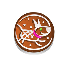 Cute gingerbread cookies for christmas with a dog symbol 2018. Isolated on white background. Vector illustration.