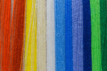 Multicolored embroidery floss.