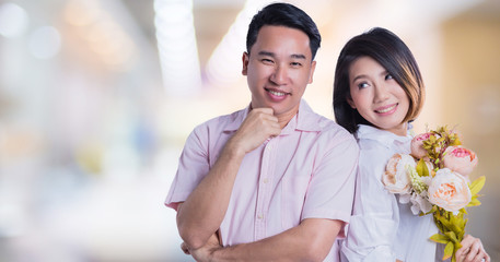 sweet asian couple with happiness family and relax acting portrait on white background