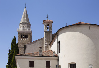 View of a church in Koper / Slovenia. It is a port city in Slovenia, on the country's Adriatic coastline.