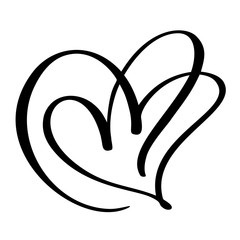 Two lovers heart. Handmade vector calligraphy. Decor for greeting card, photo overlays, t-shirt print, flyer, poster design