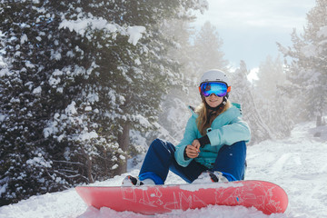 Snowboarder in the mountains 