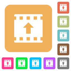 Move up movie rounded square flat icons