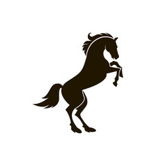 monochrome icon of horse silhouette on white background