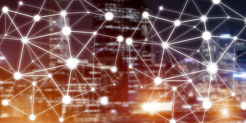 Modern wireless technologies as means of communucation and networking on dark background