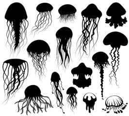 Set of jellyfish Silhouettes