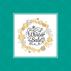 Winter Sale Poster in Frame Made of Snowflakes