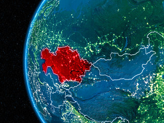 Kazakhstan on Earth at night