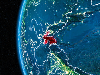 Tajikistan on Earth at night