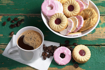 Coffee and various cookies
