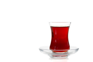 Turkish tea in traditional glass isolated on white background