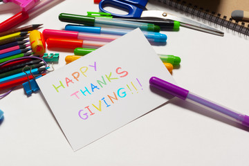 Sheet with the colorful text