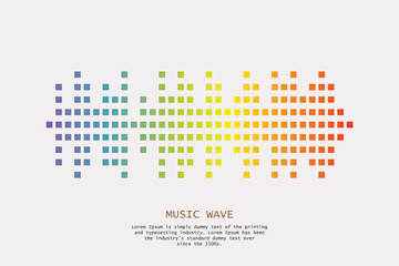 Pulse music player. Audio colorful wave logo. Vector equalizer element. Isolated design symbol.