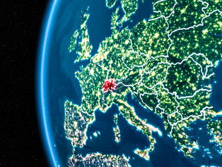Switzerland on Earth at night
