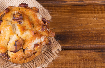 Overhead View of a Banana Nut Muffin