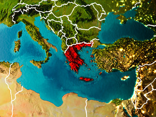 Map of Greece on Earth