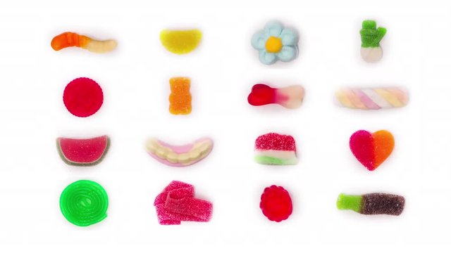 a changing sequence of sweets and candy
