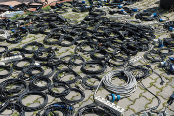 Stage equipment lying on the floor