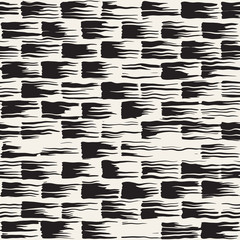 Vector seamless pattern with brush stripes and strokes. Black and white background with ink elements. Hand painted grunge texture.