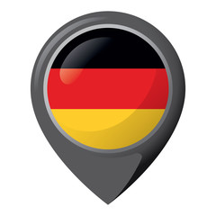 Icon representing location pin with the flag of Germany. Ideal for catalogs of institutional materials and geography