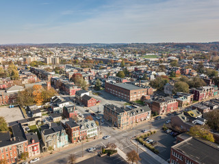 Obraz premium Aerial of Downtown York, Pennsylvania next to the Historic District in Royal Square