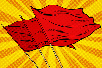 Red flag pop art background