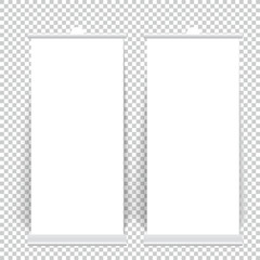 Blank Roll up banner stand mockup cover template. Isolated