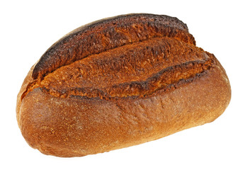 Loaf of rye bread isolated on a white background