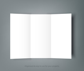 Obraz premium Blank tri fold brochure mock up portrait cover. Isolated