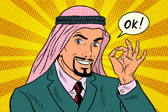 OK gesture Arab businessman