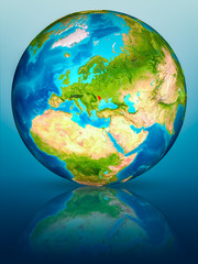 Moldova on Earth on reflective surface