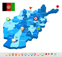 Afghanistan - map and flag - Detailed Vector Illustration