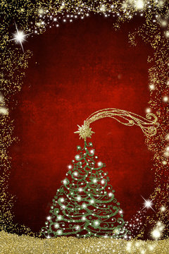 Christmas tree greetings, vertical cards.