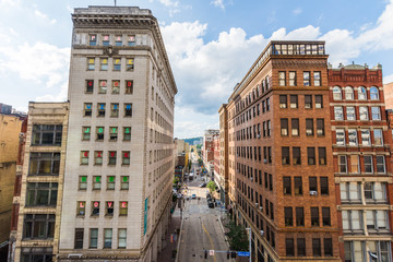 Downtown Culrural District next to Allegheny Landing in Pittsburgh, Pennsylvania - obrazy, fototapety, plakaty