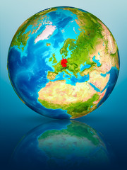 Germany on Earth on reflective surface