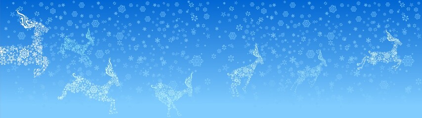 Obraz na płótnie Canvas Christmas Deer Running In snowflake background, Reindeer, Christmas Background