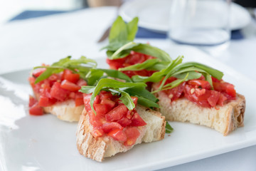Bruschetta with tomato and basil