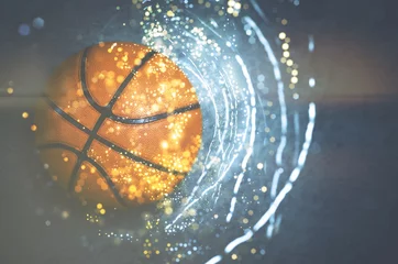 Stoff pro Meter Basketball background. Abstract dark basketball background with copy space. © NatasaAdzic