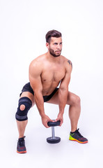 fitness man with sports dumbbells