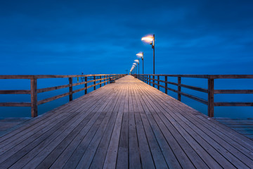 Naklejka premium Pier in Mechelinki village in northern Poland