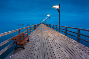 Naklejka premium Pier in Mechelinki village in northern Poland
