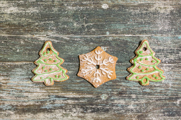 Various shapes of christmas gingerbread cookies