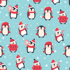 seamless pattern with penguins