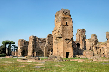 old ruins at bath of caracalla in Rome