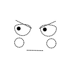 angry face emoji icon image vector illustration design black dotted line