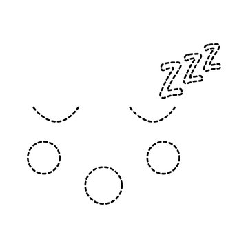 sleeping face emoji icon image vector illustration design black dotted line