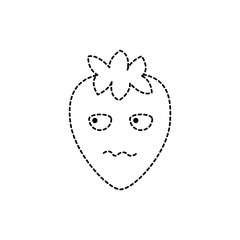 strawberry serious fruit kawaii icon image vector illustration design  black dotted line