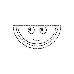 watermelon happy fruit kawaii icon image vector illustration design  black dotted line