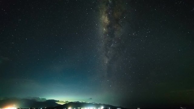 Timelapse Milky way over beach Lombok island, Indonesia