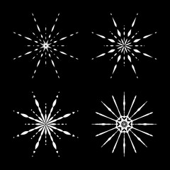 Fototapeta premium Snowflake design set outline for christmas isolated on black background